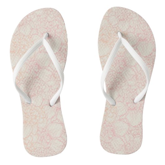 Pink Peony Floral Pattern Teenslippers (Voetbed)