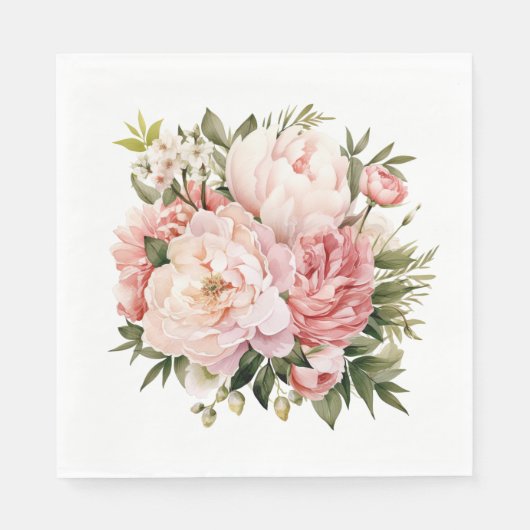 Pink Peony Floral Servet (Voorkant)