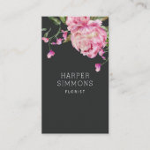 Pink Peony Floral Visitekaartje (Voorkant)