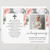 Pink Peony Floral Waterverf Photo Funeral Programm (Voorkant / Achterkant)