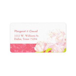 Pink Peony Floral Wedding Address Etiket