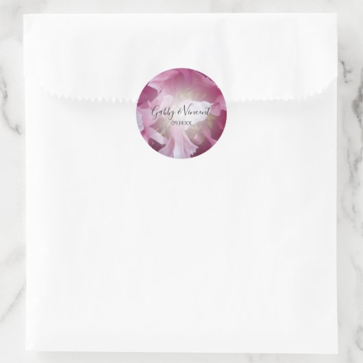 Pink Peony Floral Wedding Envelope Seals Ronde Sticker (Tas)