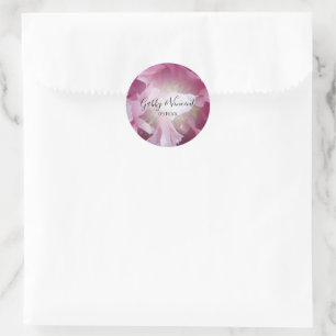 Pink Peony Floral Wedding Envelope Seals Ronde Sticker