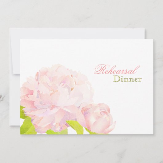 Pink Peony Floral Wedding Rehearsal Dinner Kaart (Voorkant)