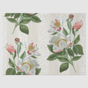 Pink Peony Flower Floral Lace Stripe Decoupage Tissuepapier