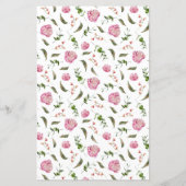 Pink Peony Flower Menu du dîner Mariage (Dos)