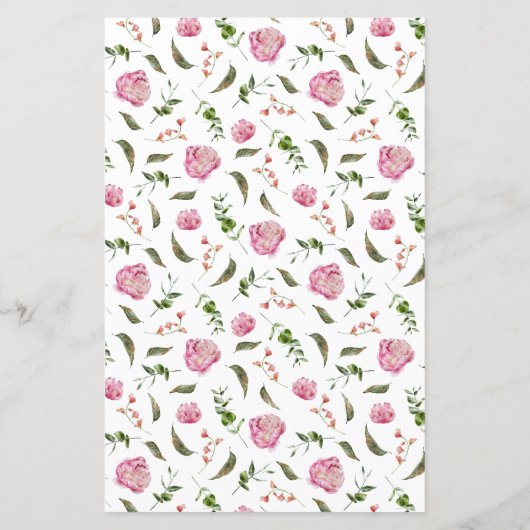 Pink Peony Flower Menu du dîner Mariage (Dos)