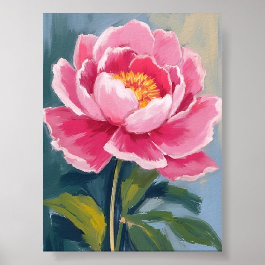 Pink Peony Flower Watercolor Painting Poster (Voorkant)