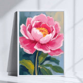 Pink Peony Flower Watercolor Painting Poster