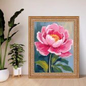 Pink Peony Flower Watercolor Painting Poster
