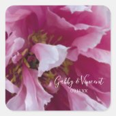 Pink Peony Flower Wedding Envelope Seals Vierkante Sticker (Voorkant)