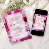 Pink Peony Flower Wedding Rehearsal Dinner Kaart