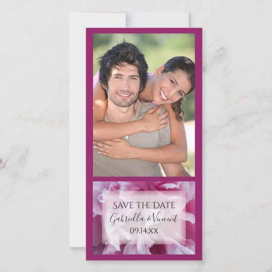 Pink Peony Flower Wedding Save the Date (Voorkant)