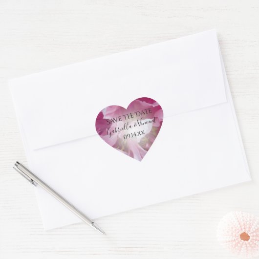 Pink Peony Flower Wedding Save the Date Hart Sticker (Envelop)