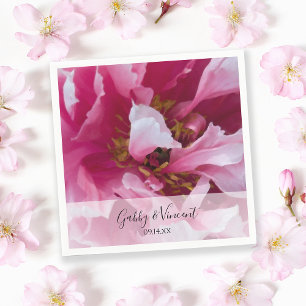 Pink Peony Flower Wedding Servet