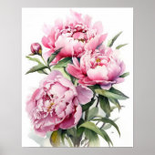 Pink Peony Flowers Art Imprimer Poster (Devant)