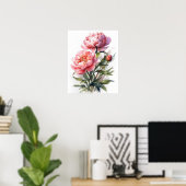 Pink Peony Flowers Art Imprimer Poster (Bureau à domicile)