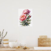 Pink Peony Flowers Art Imprimer Poster (Cuisine)