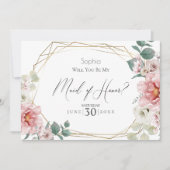 Pink Peony Flowers word m'n meester. Kaart (Voorkant)