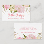 Pink Peony Gold Confetti Visitekaartje (Voorkant / Achterkant)