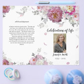 Pink Peony Hydrangea Hummingbird Funeral Programme Flyer (Enkel)