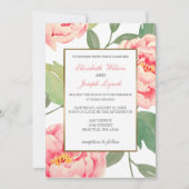 Pink Peony Invitations de mariage florales (Devant)