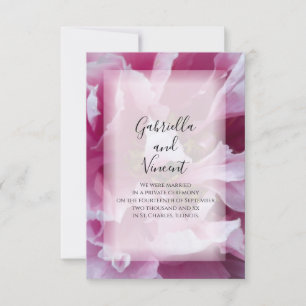 Pink Peony Marriage/Elopement Announement Aankondiging