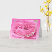 Pink Peony & Pearls Verjaardag Kaart (Gele Bloem)