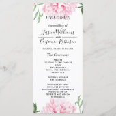 Pink Peony Programme de mariage aquarelle (Devant)