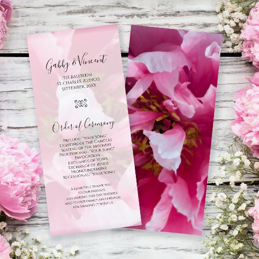 Pink Peony Programme de mariage de fleurs
