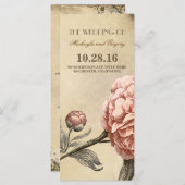 Pink Peony Programmes de mariage vintage (Devant / Derrière)