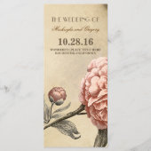 Pink Peony Programmes de mariage vintage (Devant)