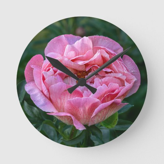 Pink Peony Ronde Klok (Voorkant)