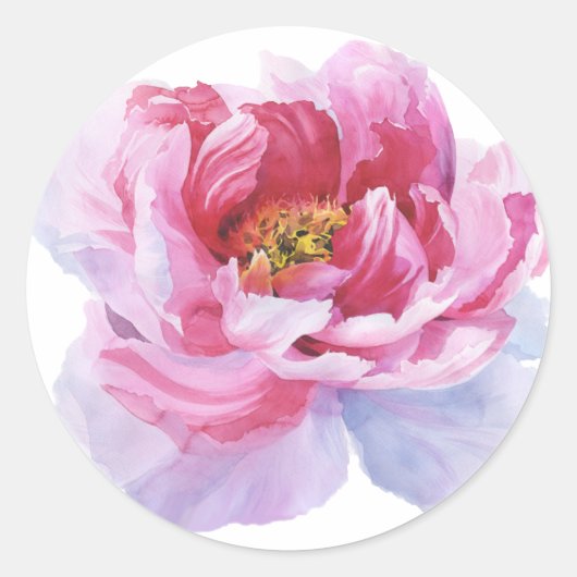 Pink Peony Round Stickers (Voorkant)