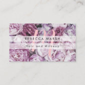 Pink Peony Rozen Floral Script Monogram Visitekaartje (Voorkant)