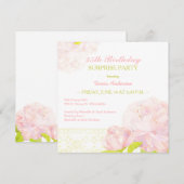 Pink Peony Surprise verjaardagsfeestje Kaart (Voorkant / Achterkant)