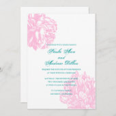 Pink Peony Uitnodiging (Voorkant / Achterkant)