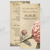 Pink Peony Vintage Wedding Programma's (Voorkant / Achterkant)