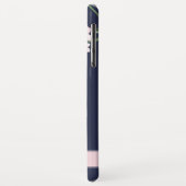 Pink Peony Waterverf Floral Navy Name Case-Mate iPhone Case (Achterkant/links)