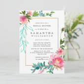 Pink Peony Waterverf Floral Vrijgezellenfeest Kaart (Staand voorkant)