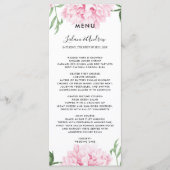 Pink Peony Waterverf Wedding Menu (Voorkant)