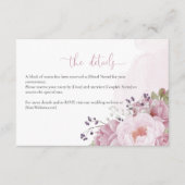 Pink Peony Wedding Details Card Informatiekaartje (Voorkant)