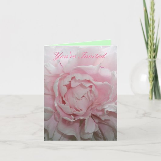 Pink Peony Wedding Invitation (Voorkant)