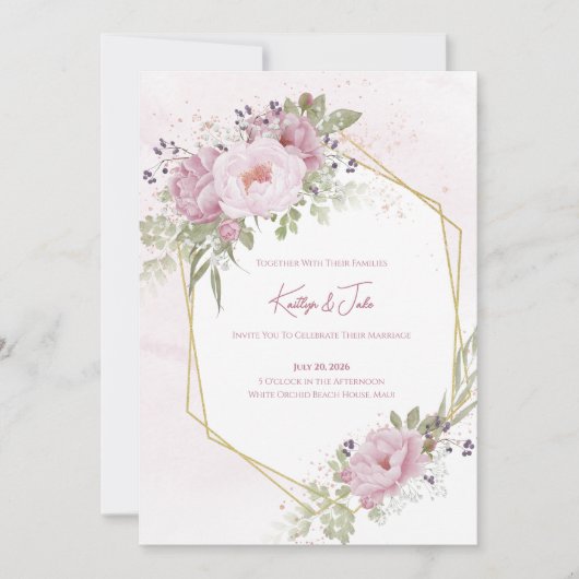 Pink Peony Wedding Invitation (Devant)