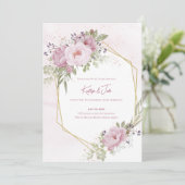 Pink Peony Wedding Invitation (Debout devant)