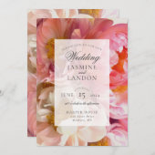 Pink Peony Wedding Invitation Kaart (Voorkant / Achterkant)
