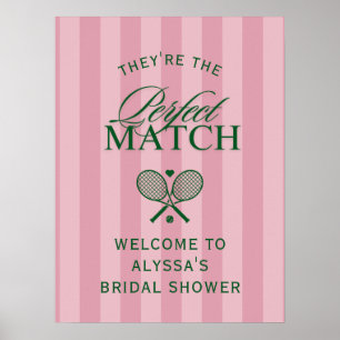 Pink Perfect Match Tennis Vrijgezellenfeest Welkom Poster