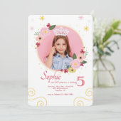 Pink Perfection Photo Invitation d'anniversaire (Debout devant)