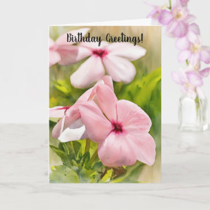 Pink Periwinkle Flowers Garden Art Carte d'anniver