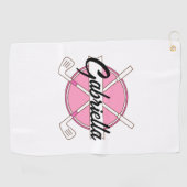 Pink Personalized Golf Monogram  Golfhanddoek (Horizontaal)